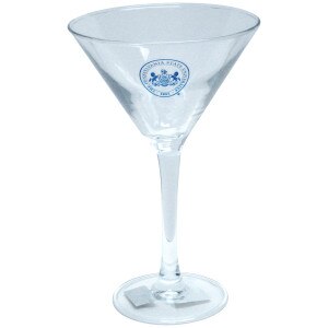 martini glass with the Pennsylvania State University Seal